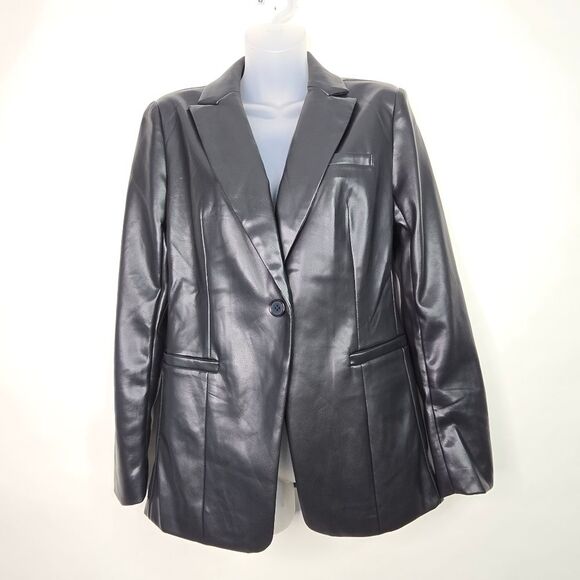Sofia Jeans Black Faux Leather Blazer - Picture 8 of 13